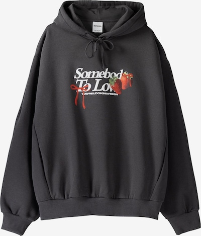 Bershka Sweatshirt in anthrazit / grün / rot / naturweiß, Produktansicht