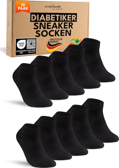 sockenkauf24 Socken 'Diabetiker Sneakersocken' in 35-38 in schwarz, Produktansicht