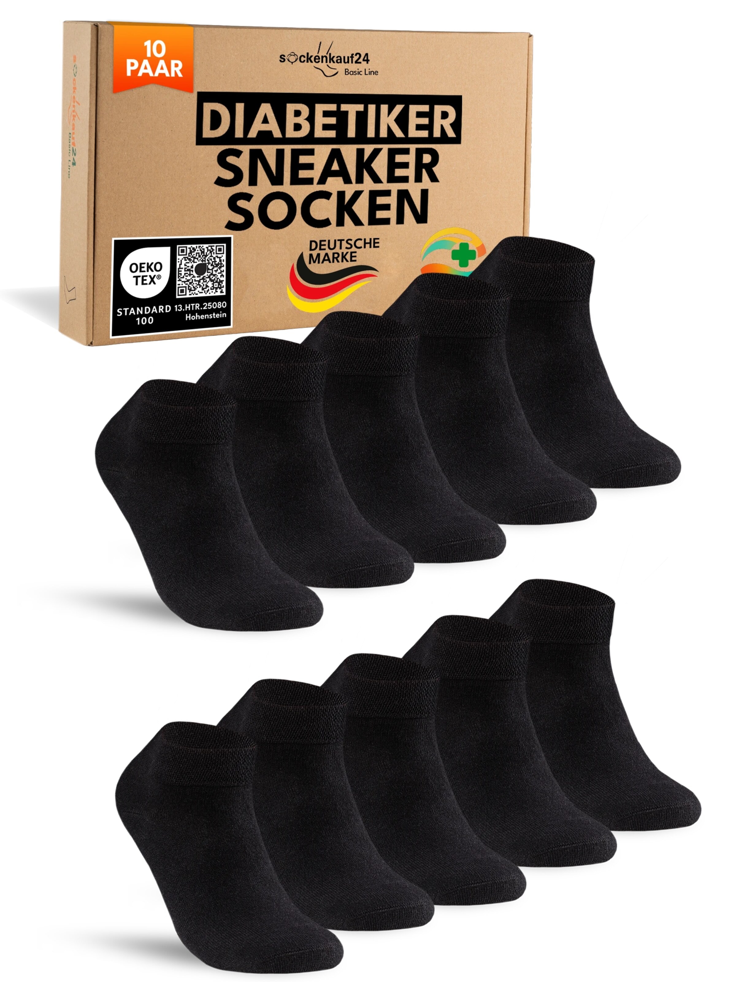 sockenkauf24 Socks 'Diabetiker Socken' in Black: front