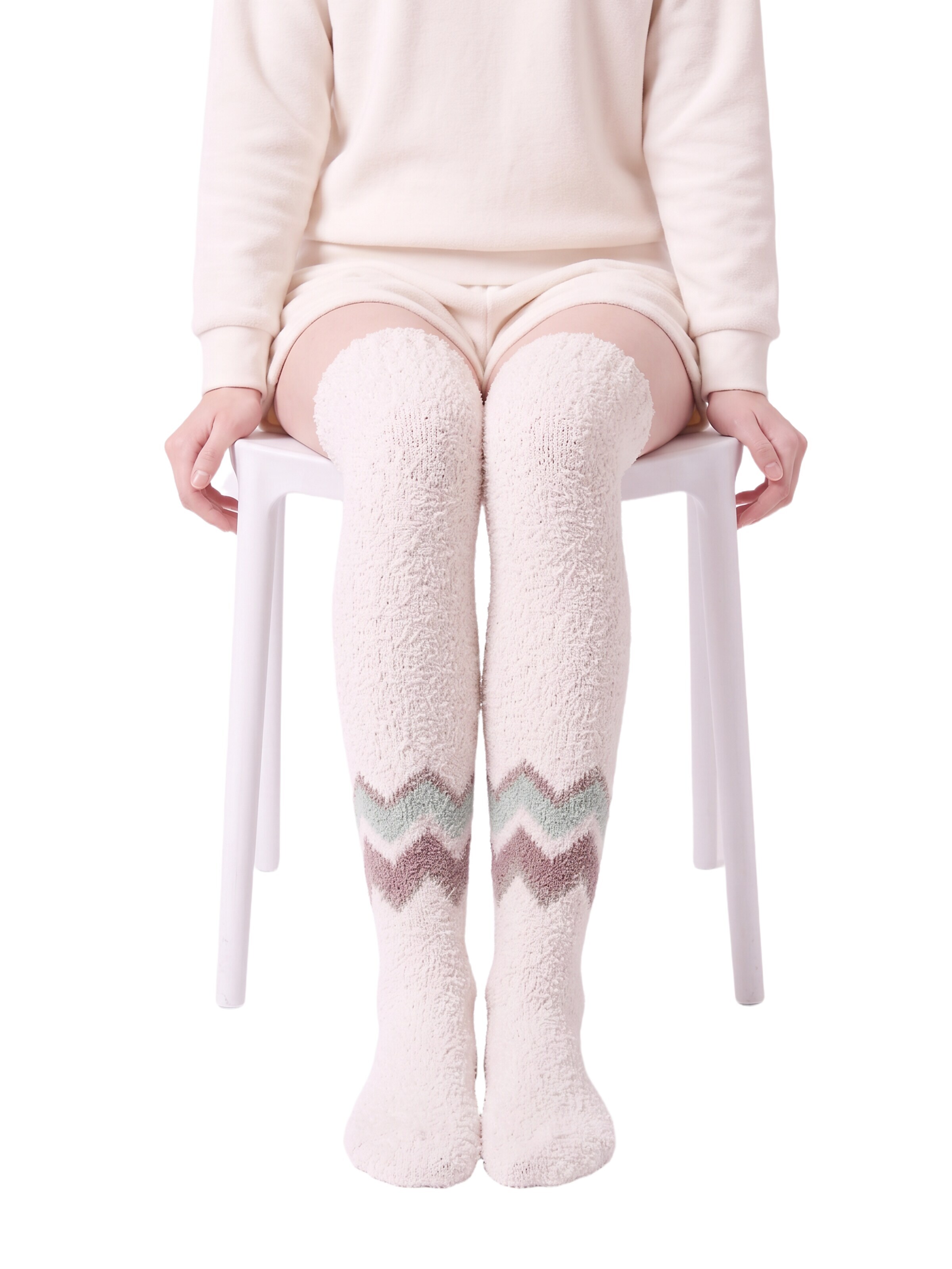 BONVERANO Over the Knee Socks in Beige