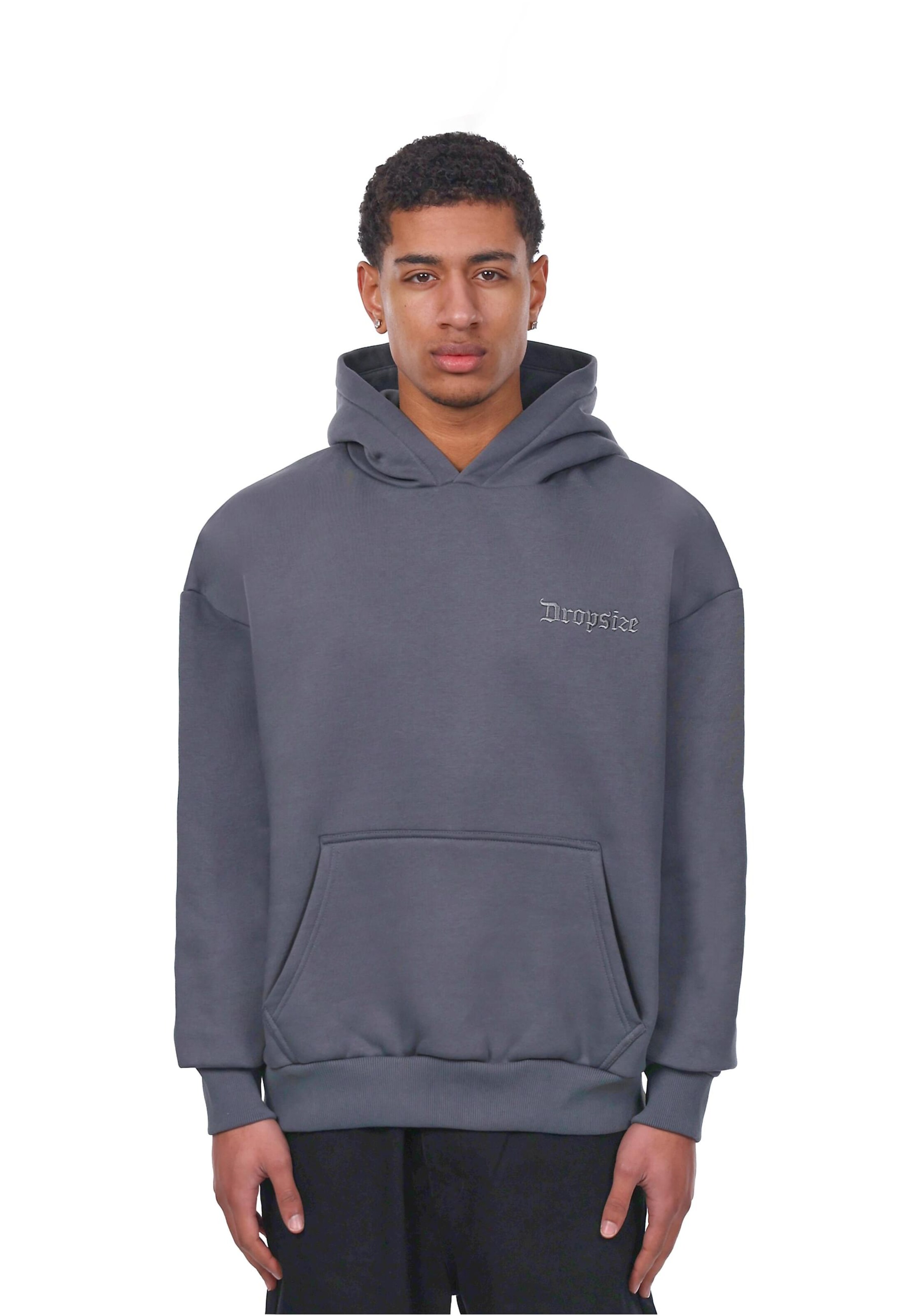 Sweat-shirt 'Embo' Dropsize en gris : devant