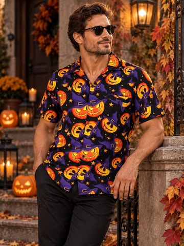 Maglietta 'Halloween Pumpkin Hat' di King Kameha in lilla