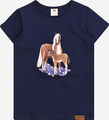 Walkiddy T-Shirt 'Little & Big Horses' in Blau: predná strana