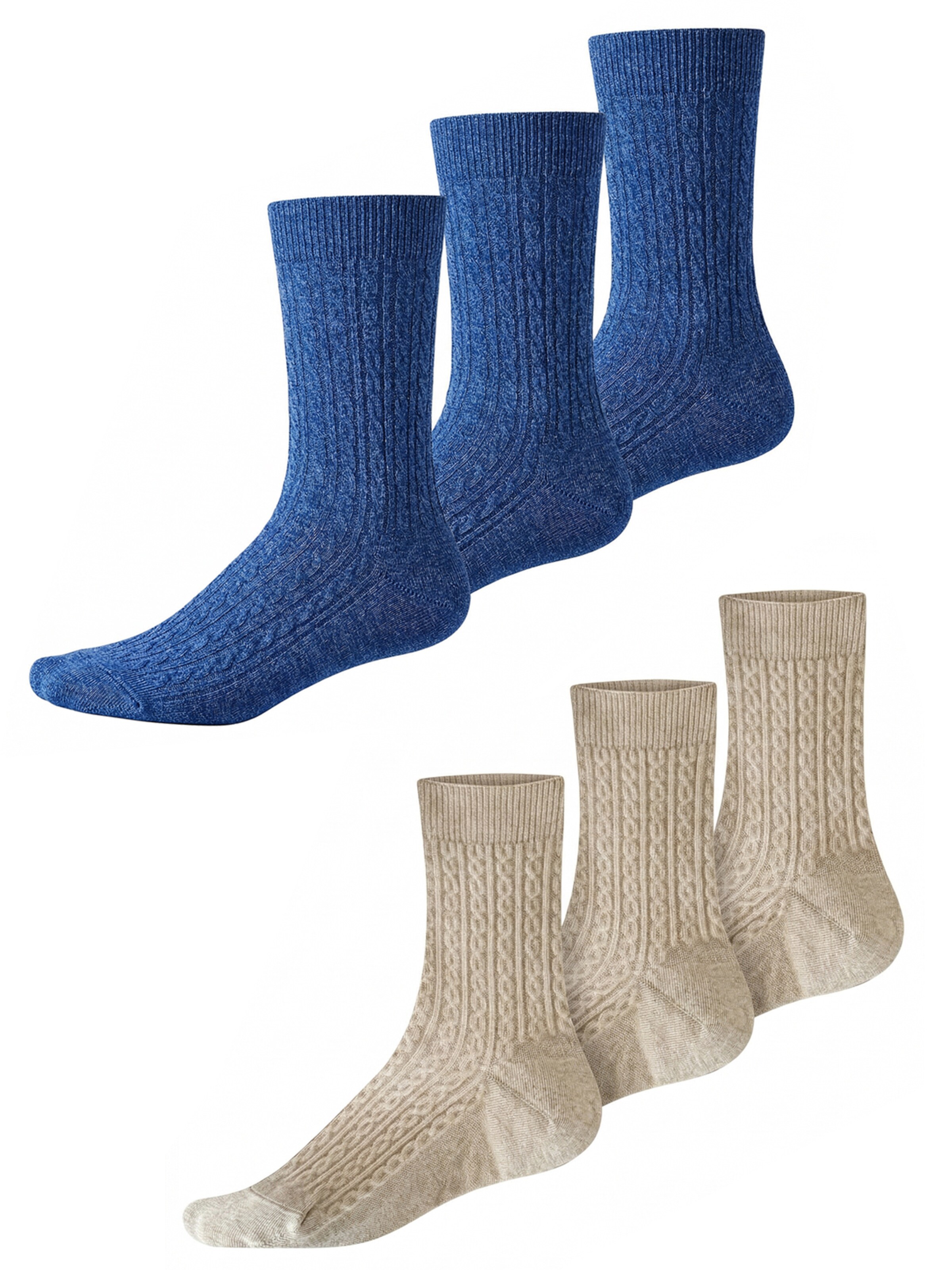 Millo Socks 'Cosy Twist Mix' in Beige: front