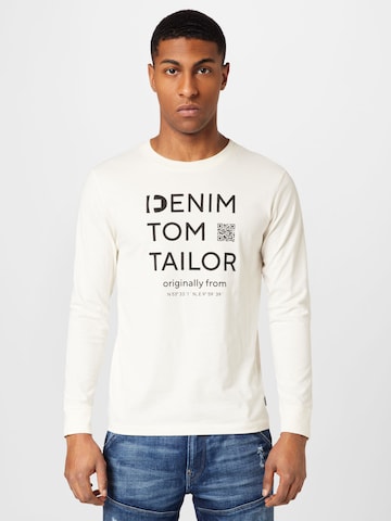 T-Shirt TOM TAILOR DENIM en blanc : devant