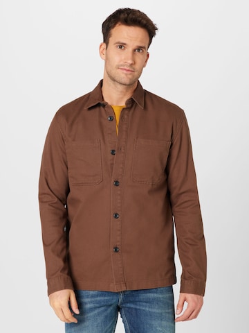 TOM TAILOR DENIM Comfort fit Button Up Shirt in Brown: front