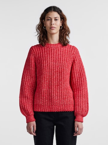 PIECES Sweter 'SEANA' w kolorze czerwony: przód