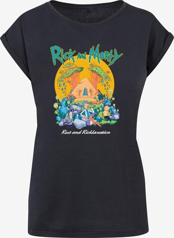 Merchcode Shirt 'Rick and Morty - Pyramid' in Blauw: voorkant