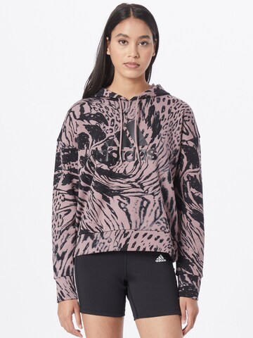 ADIDAS SPORTSWEAR Athletic Sweatshirt 'Future Icons Animal Print' in Brown: front