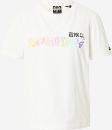 Superdry Футболка 'Vintage Retro Rainbow' в Бежевый: спереди