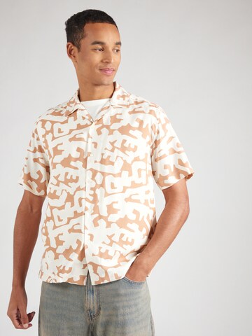 Only & Sons Comfort fit Button Up Shirt 'ONSDen Summer Resort' in Brown: front