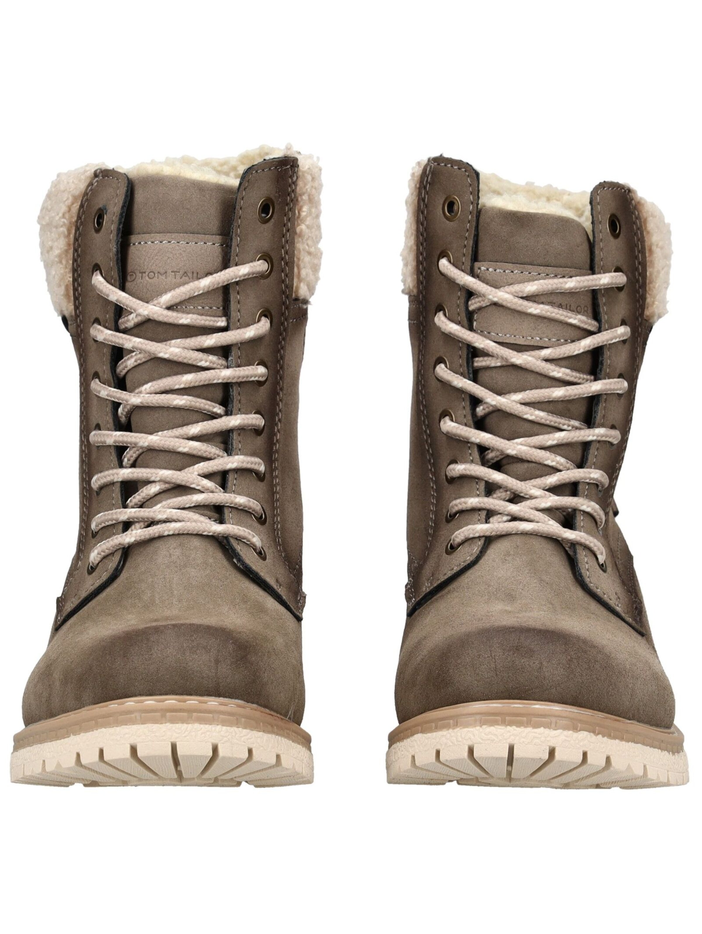 TOM TAILOR Lace-up bootie in Grey