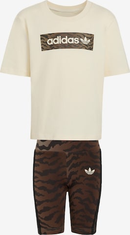 Set 'AOP CYCLING SHORT TEE' di ADIDAS ORIGINALS in bianco: frontale