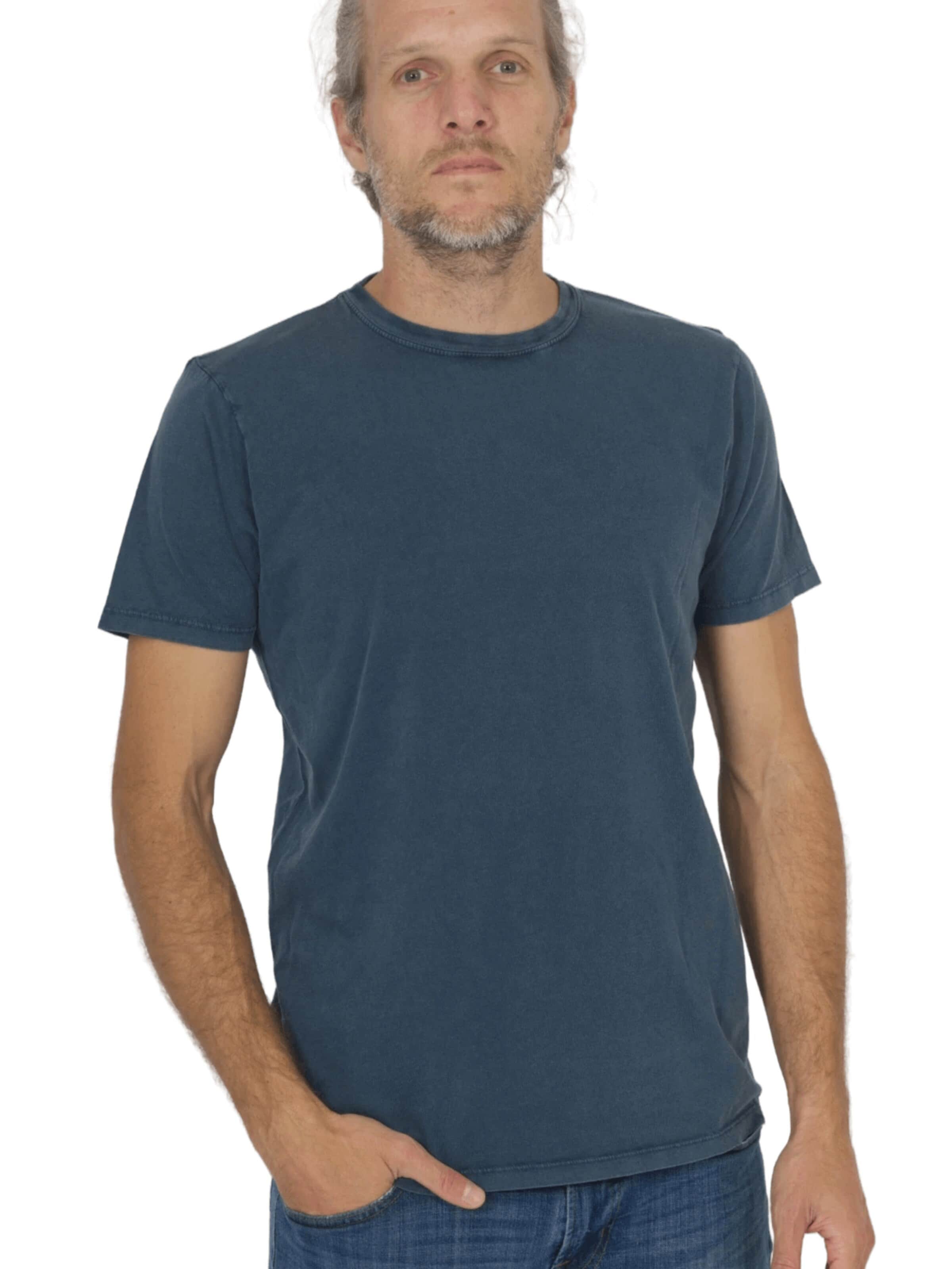 Life-Tree Shirt 'Organic Basic Washed Blue' in Blue: front