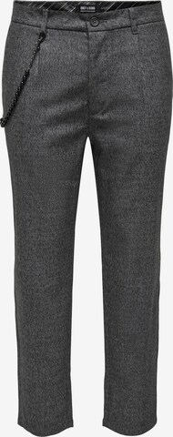 Only & Sons Tapered Bandplooibroek 'LOU' in Grijs: voorkant