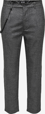 Only & Sons Tapered Pleat-Front Pants 'LOU' in Grey: front