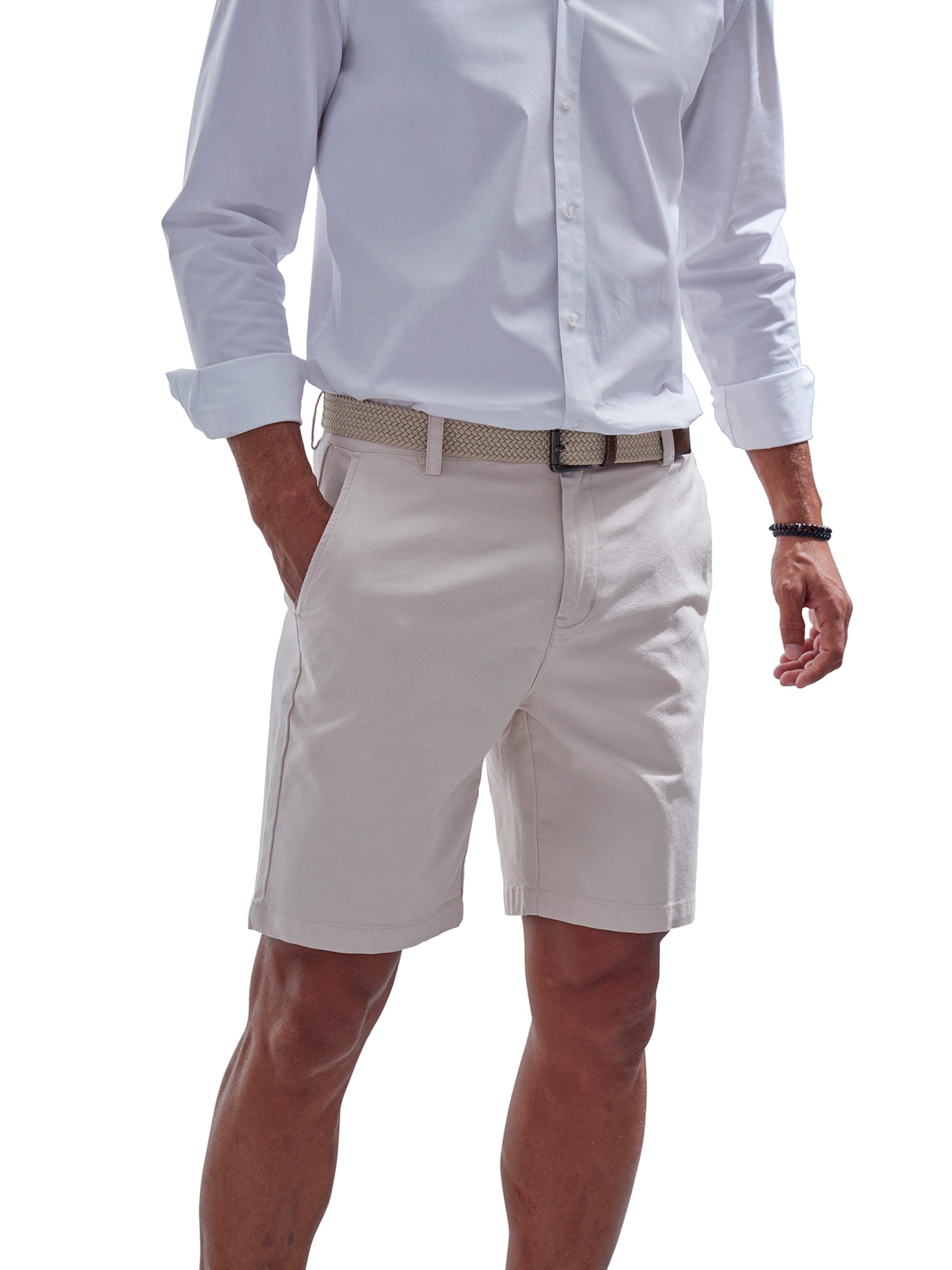 JOHN DEVIN Štandardný strih Chino nohavice 'Oxford' - Béžová: predná strana