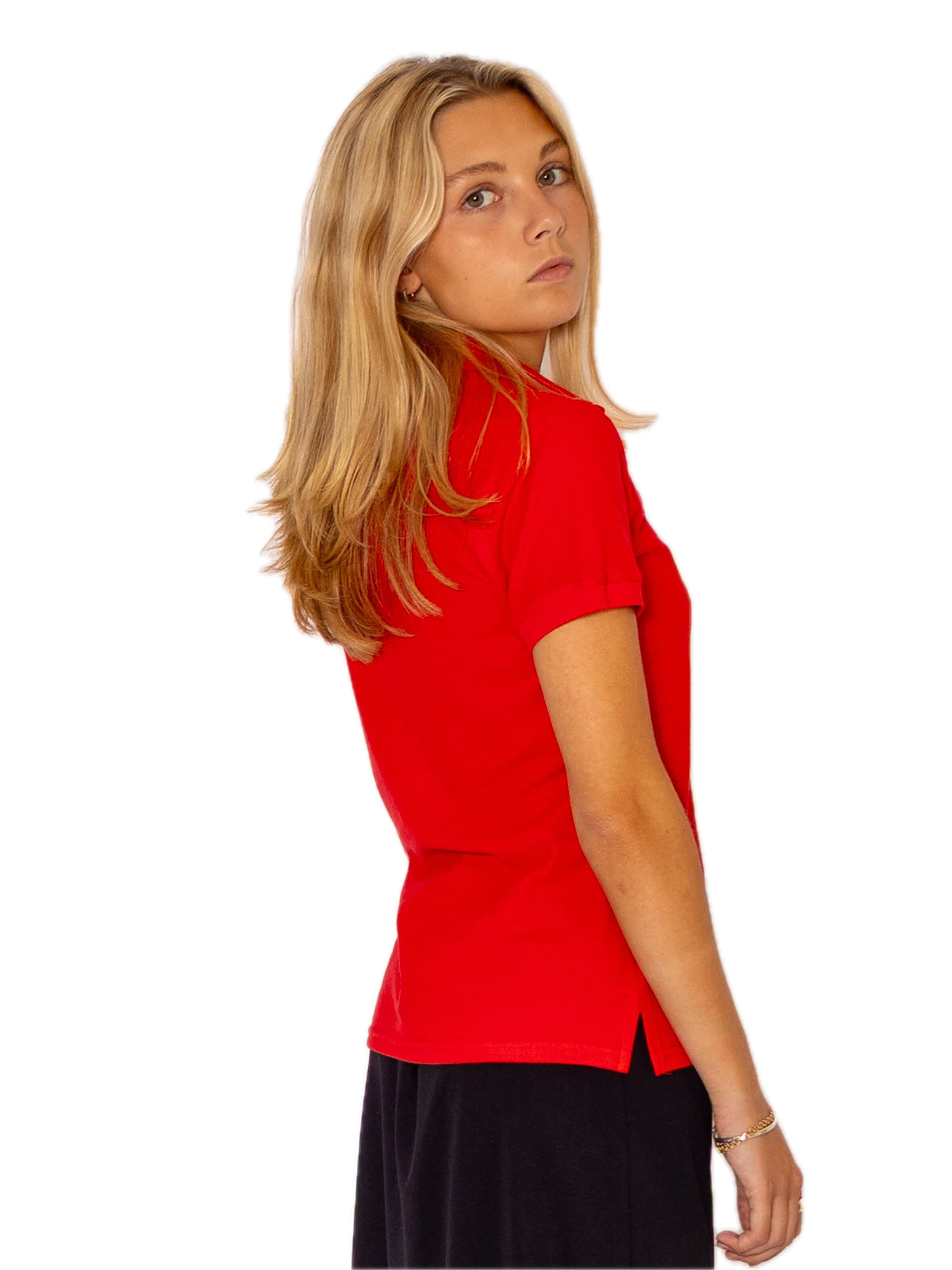 Maglietta 'Womens premium short sleeve polo' di FRUIT OF THE LOOM in rosso