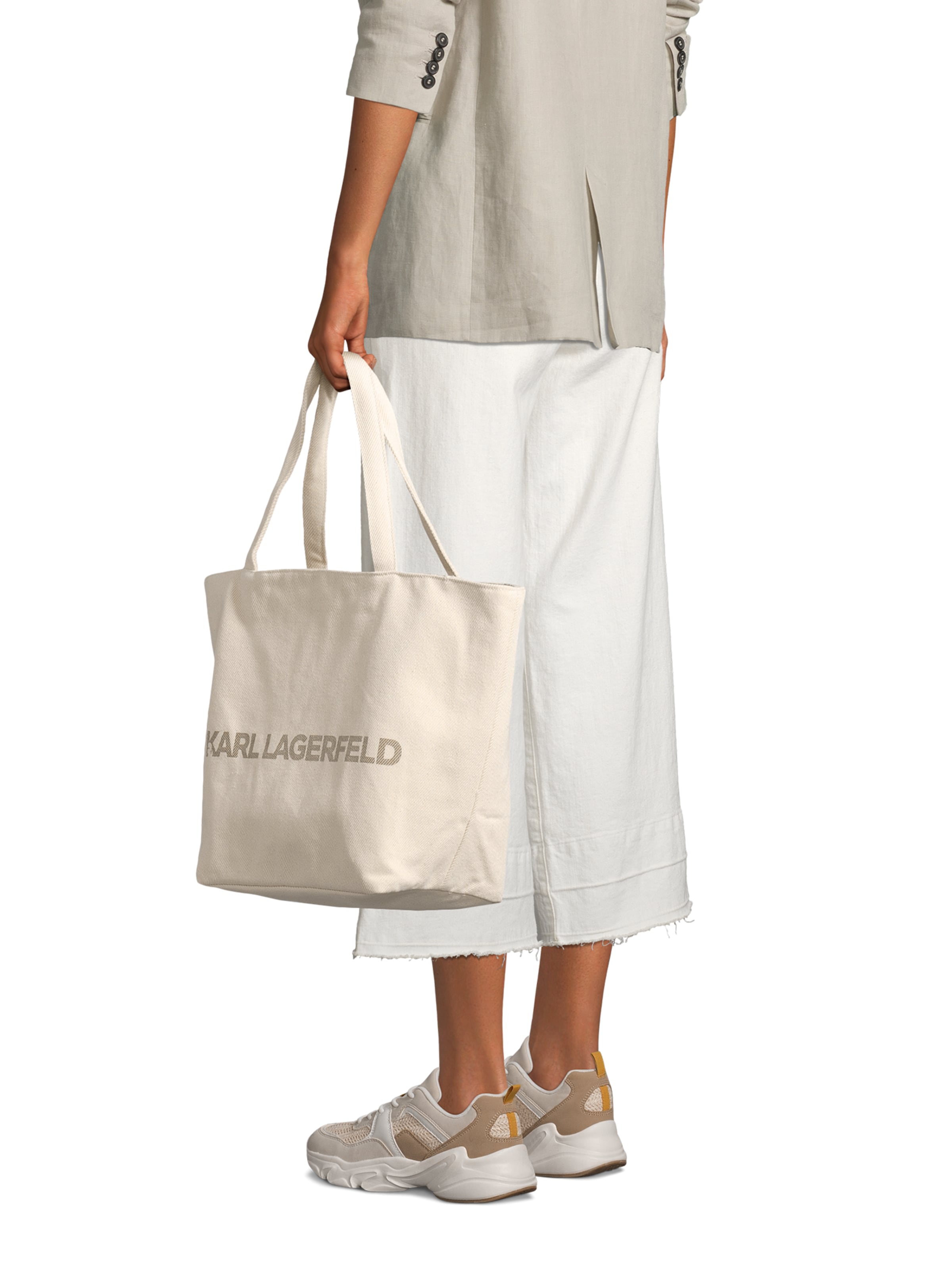 Karl Lagerfeld Μεγάλη τσάντα σε λευκό: μπροστά