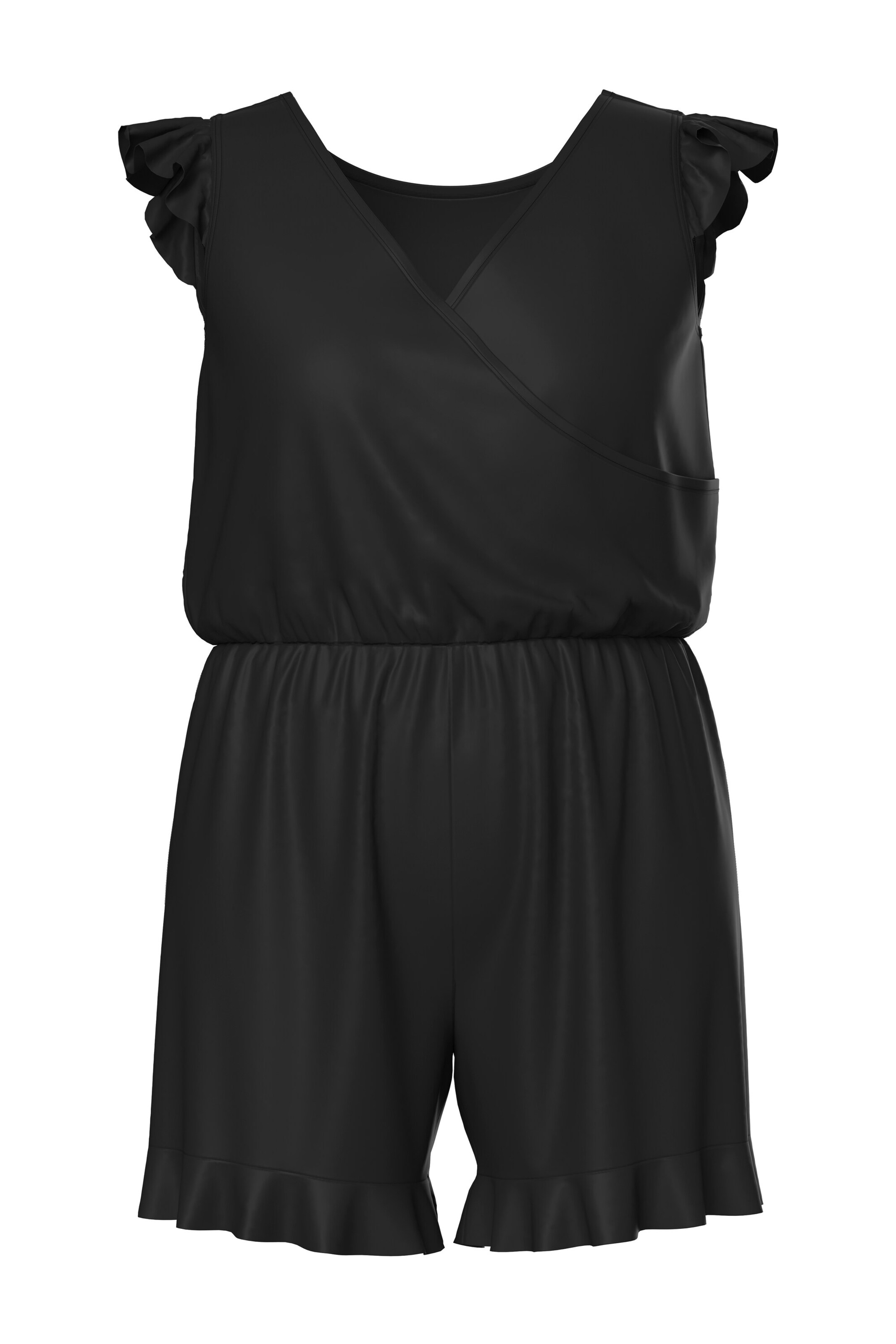 Ulla Popken T-shirt Swimsuit in Black: front