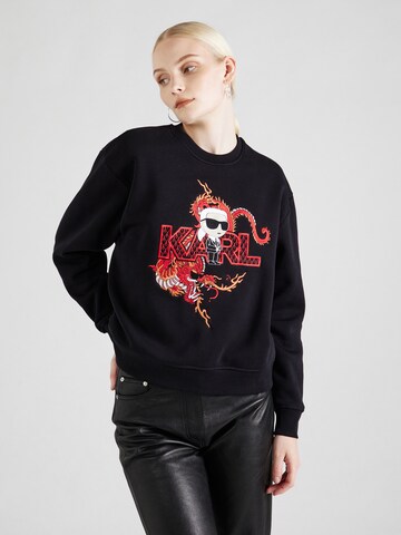 Bluză de molton 'ikonik lny' de la Karl Lagerfeld pe negru: față