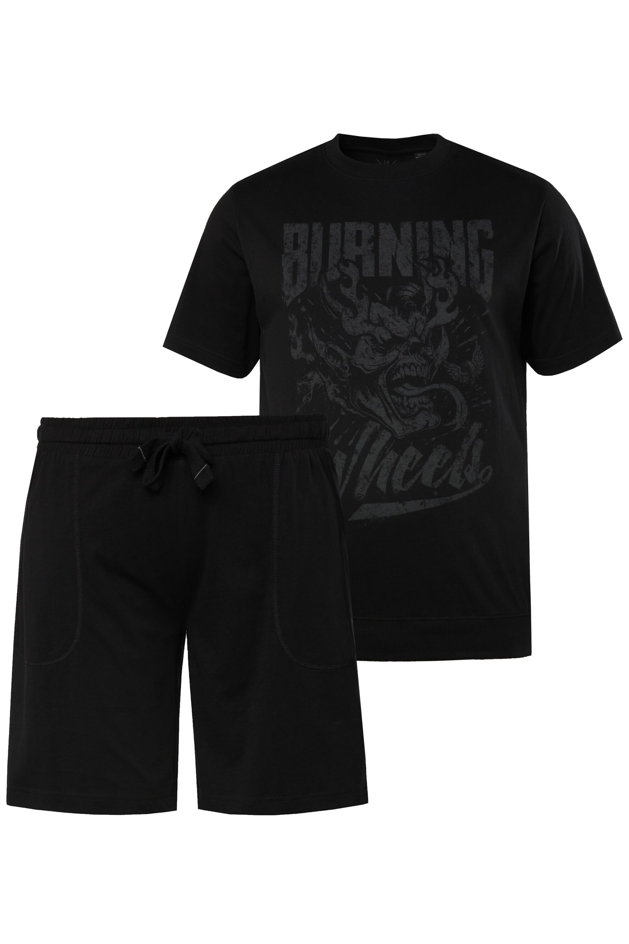 JP1880 Pyjama kort in Zwart: voorkant