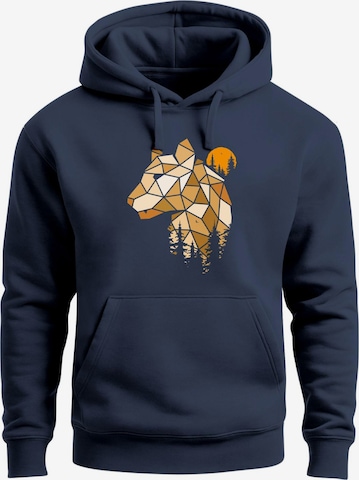 Neverless Sweatshirt 'Luchs Polygon' in Blau: Vorderseite