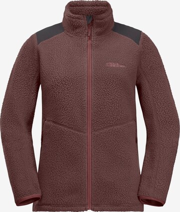 JACK WOLFSKIN Athletic Fleece Jacket 'KAMMWEG' in Brown: front