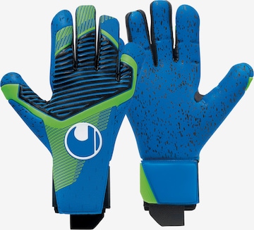 UHLSPORT Athletic Gloves in Blue: front