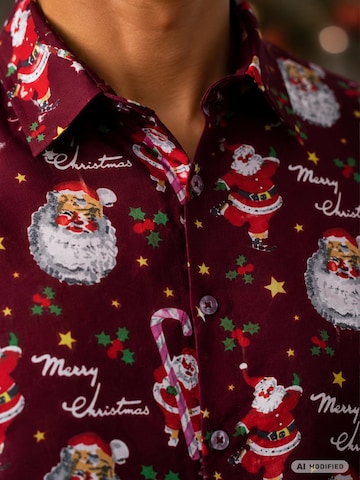 Regular fit Camicia 'Christmas Candycane' di King Kameha in rosso