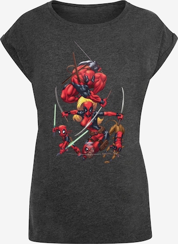 ABSOLUTE CULT Shirt 'Deadpool - Family Group Swords' in Grijs: voorkant