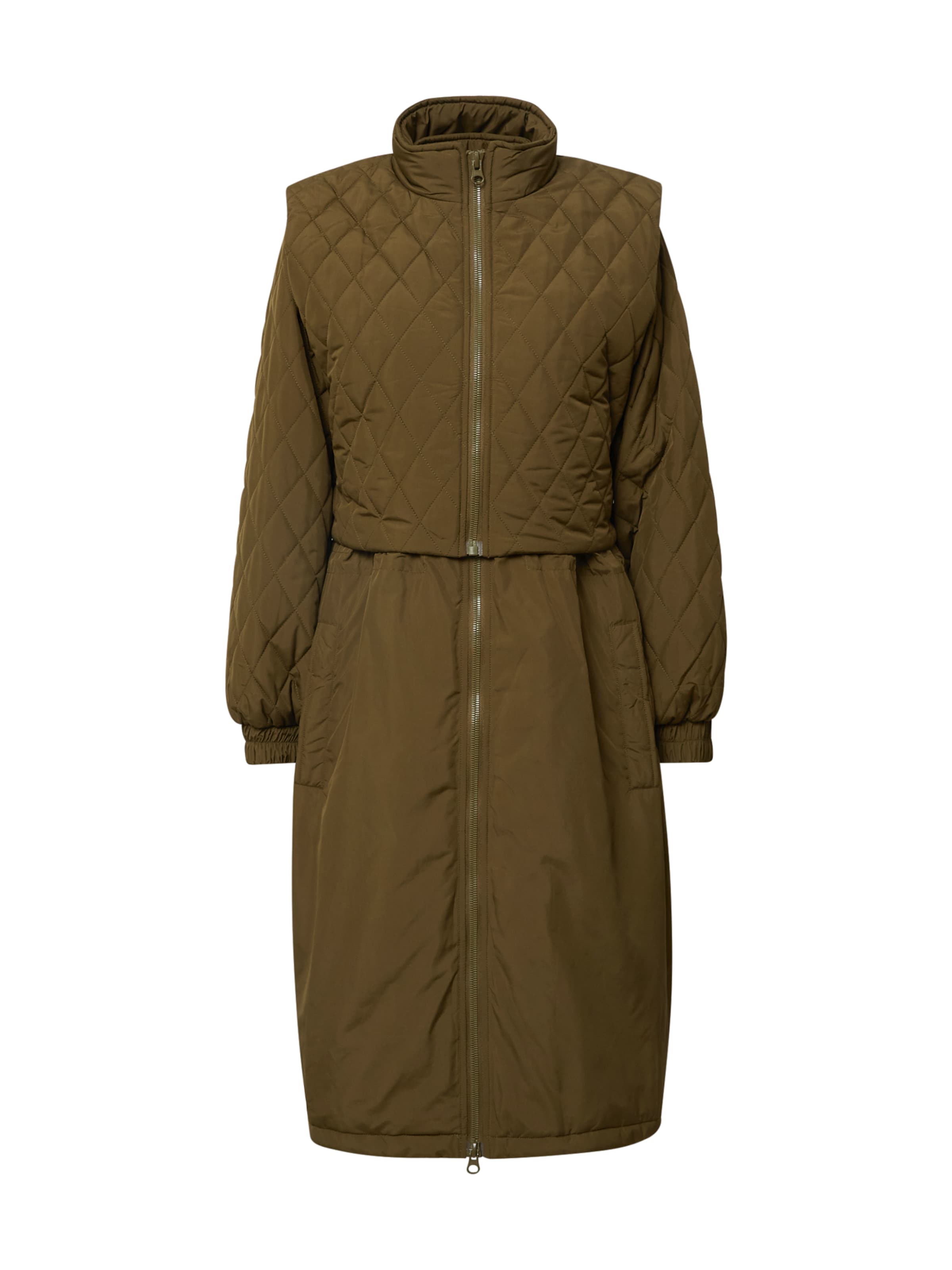 Manteau mi-saison 'Sienna' co'couture en vert : devant