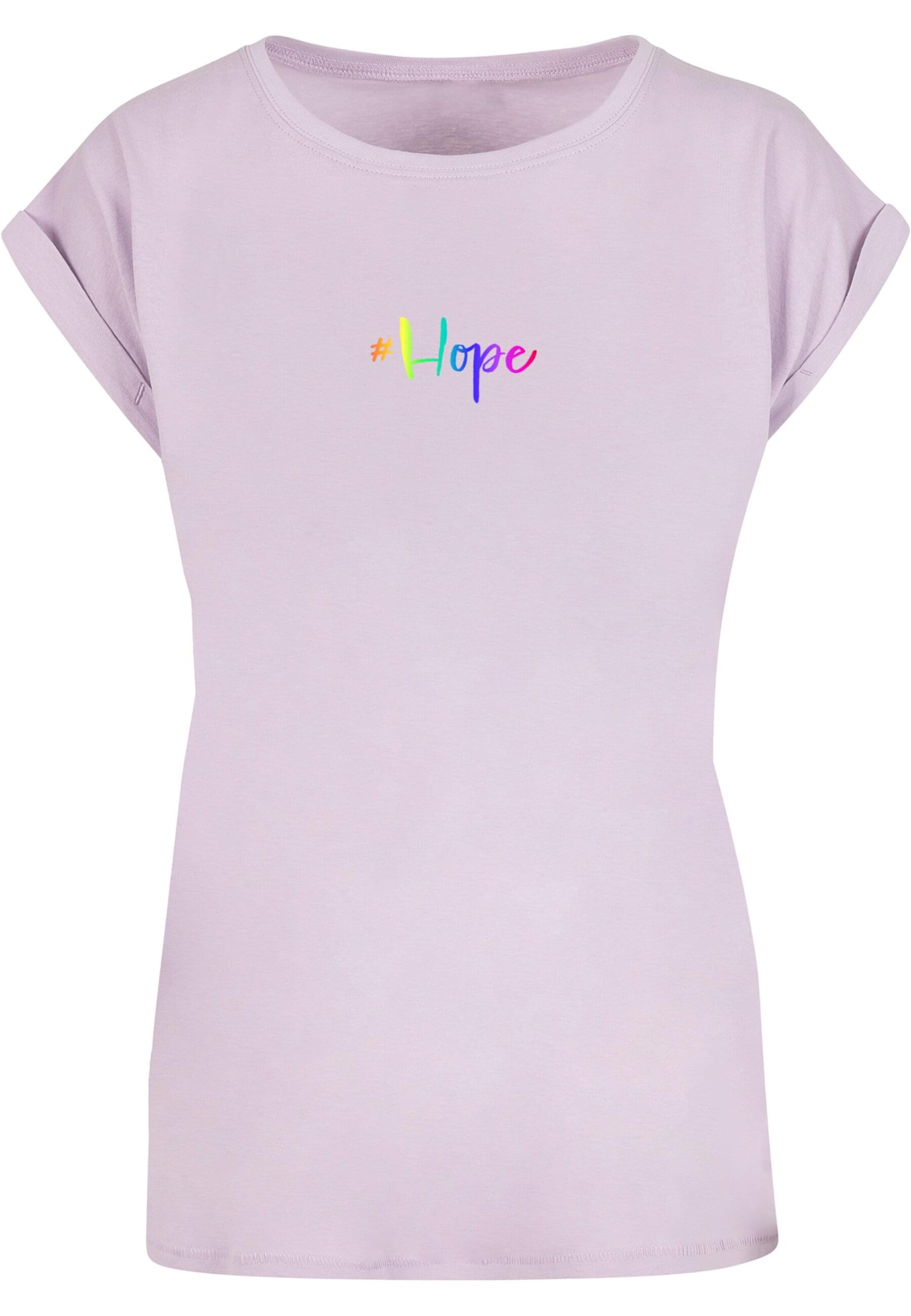 Merchcode Shirt 'Hope Rainbow' in Lila: voorkant