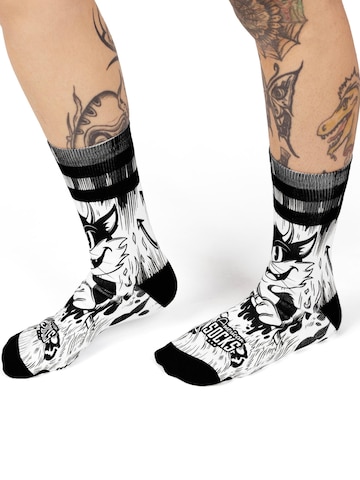 American Socks - Calcetines 'Evil Cat' en blanco
