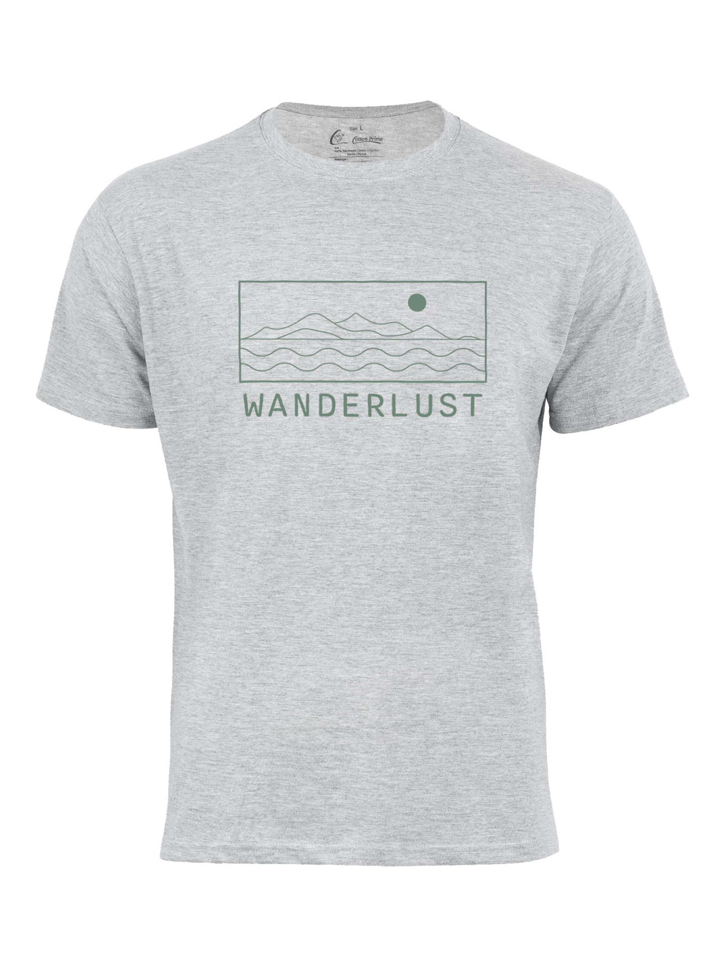 Cotton Prime T-Shirt 'Wanderlust' in Grau: Vorderseite
