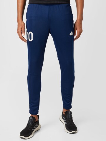 ADIDAS SPORTSWEAR Tapered Workout Pants 'Messi Tiro Number 10' in Blue: front