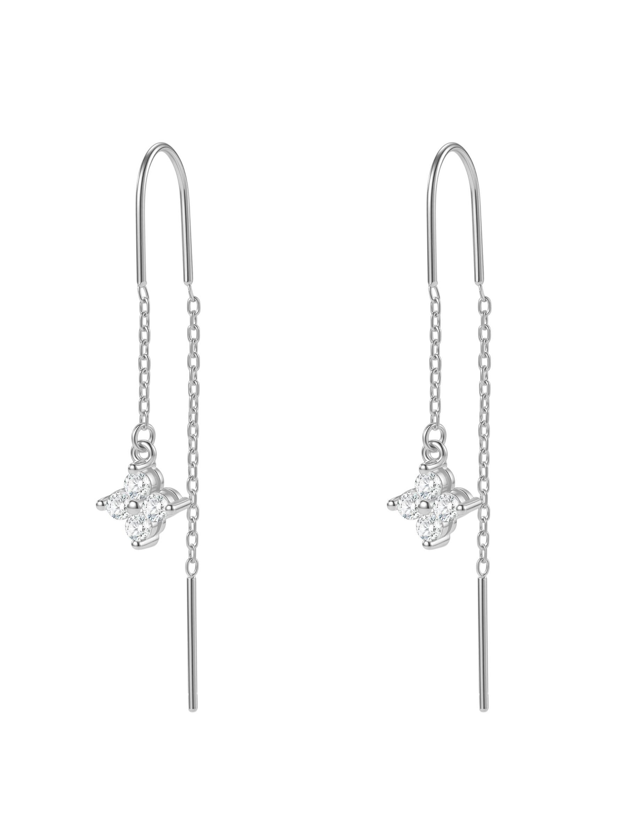 Hey Happiness - Pendientes 'Crystal Threader' en plata