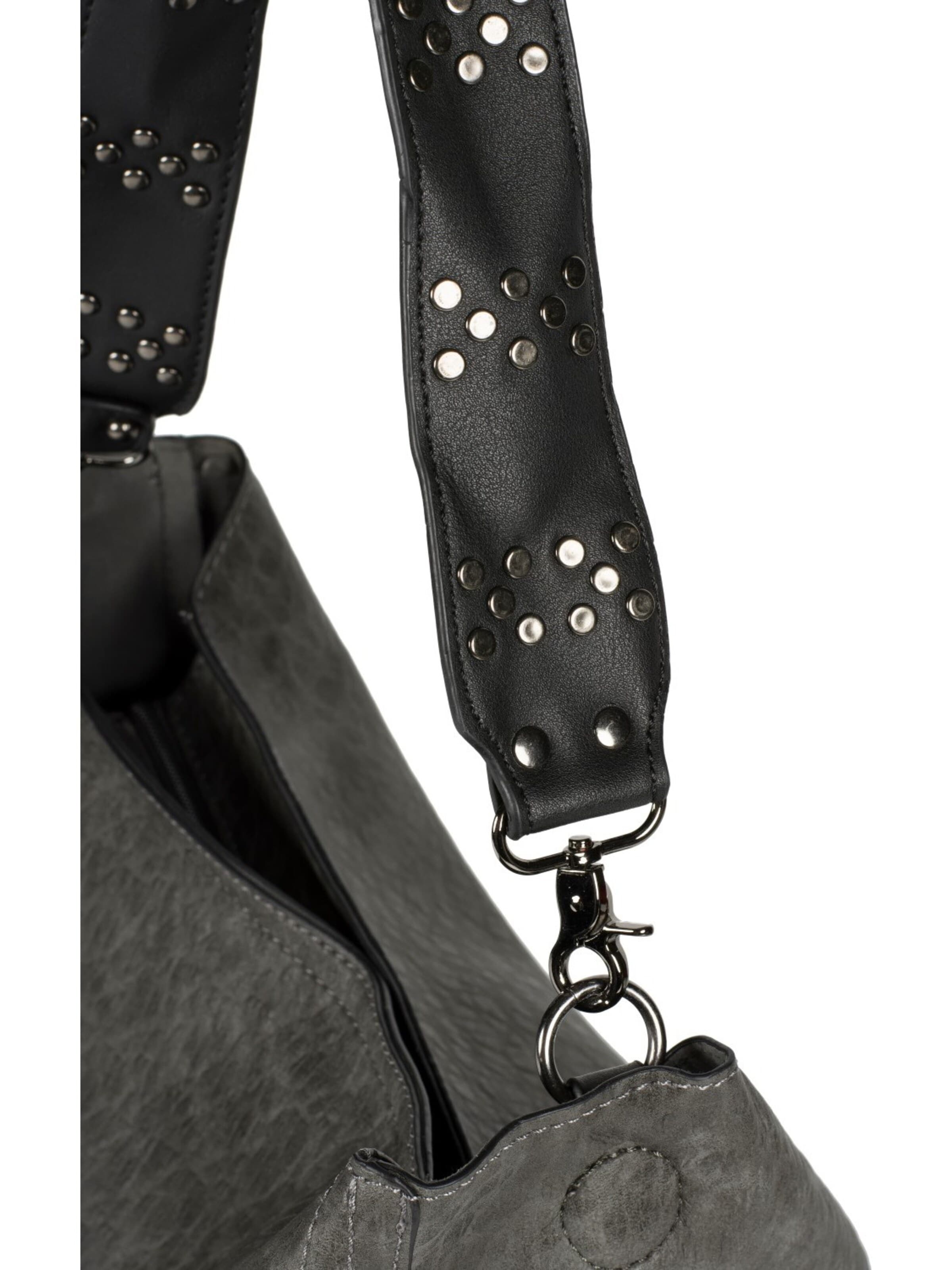 styleBREAKER Schultertasche '2 in 1 Schultertasche mit Nietengurt und Innentasche'‌‌‌‌ in Grau