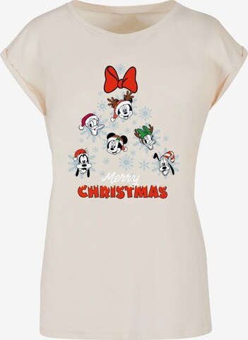ABSOLUTE CULT T-Shirt 'Mickey And Friends - Christmas Tree' in Beige: predná strana