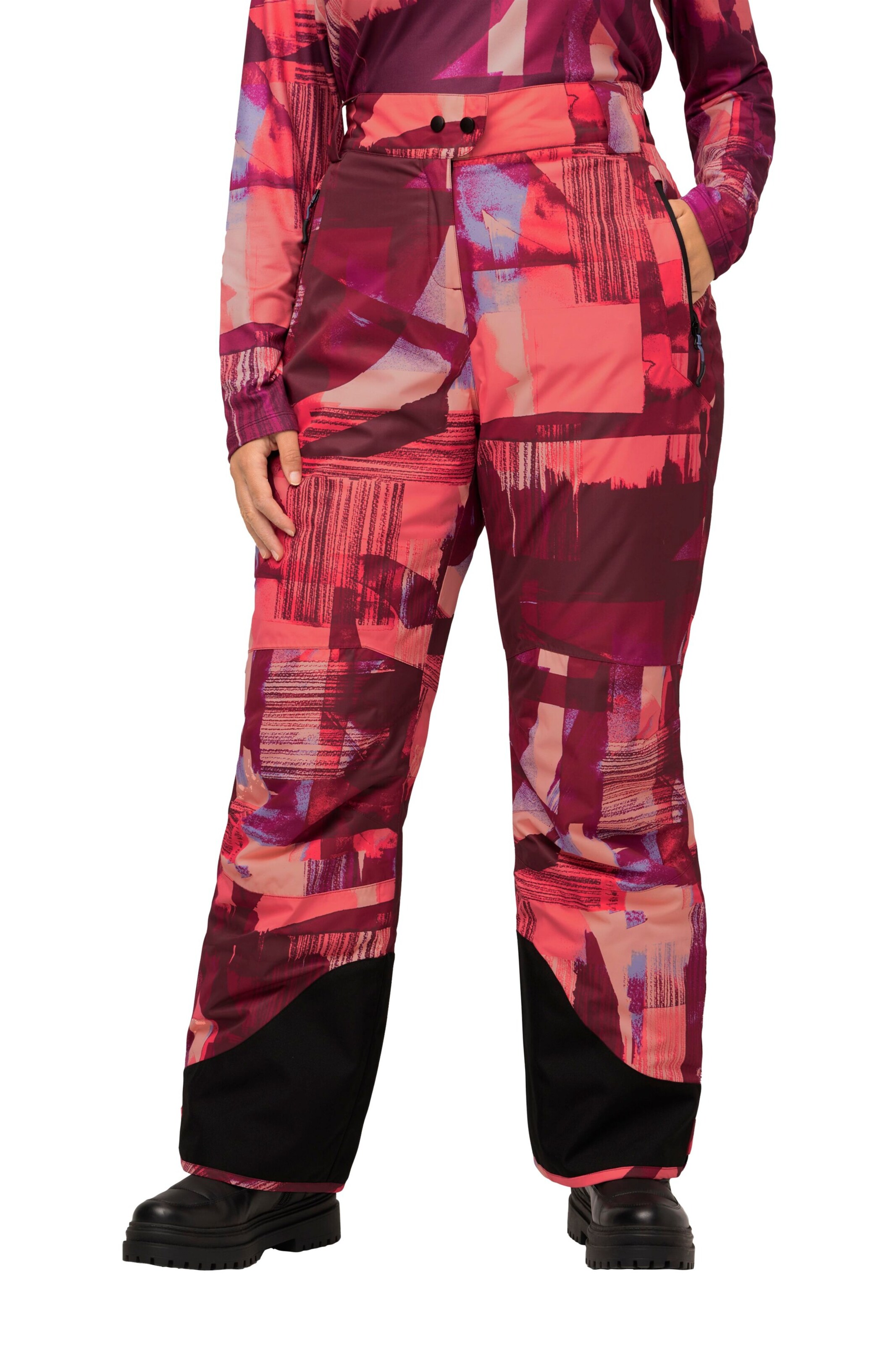 Ulla Popken Regular Functionele broek in Rood: voorkant