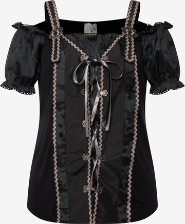 Blouse folklorique Ulla Popken en noir : devant