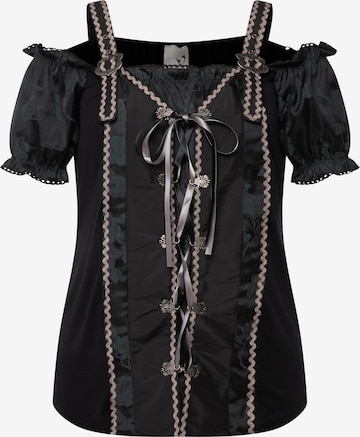 Ulla Popken Traditional Blouse in Black: front