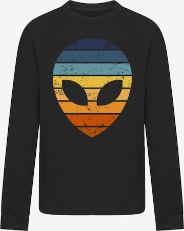 F4NT4STIC Shirt 'Alien Sonnenuntergang Retro' in Schwarz: Vorderseite
