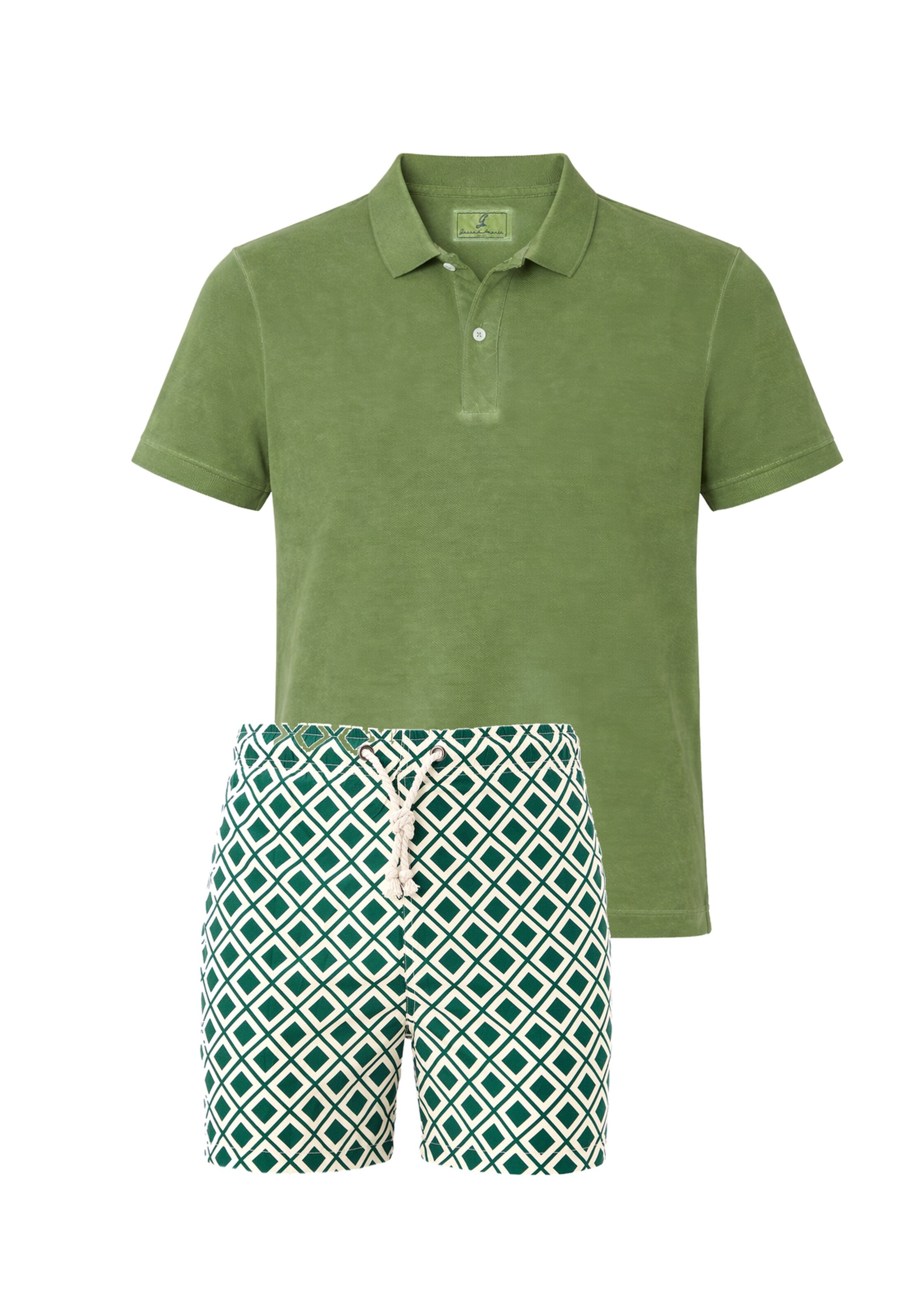 Gassa d'Amante Badeshorts & Polo-Shirt 'Vieste' in Grün: Vorderseite