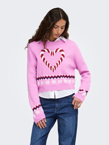 Pullover 'Xmas Jollie' di ONLY in rosa: frontale