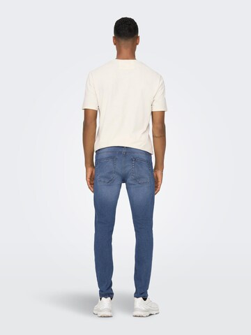 Skinny Jeans 'WARP' de la Only & Sons pe albastru