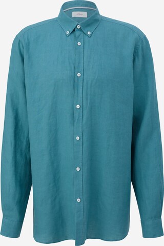 s.Oliver Men Big Sizes Button Up Shirt in Green: front