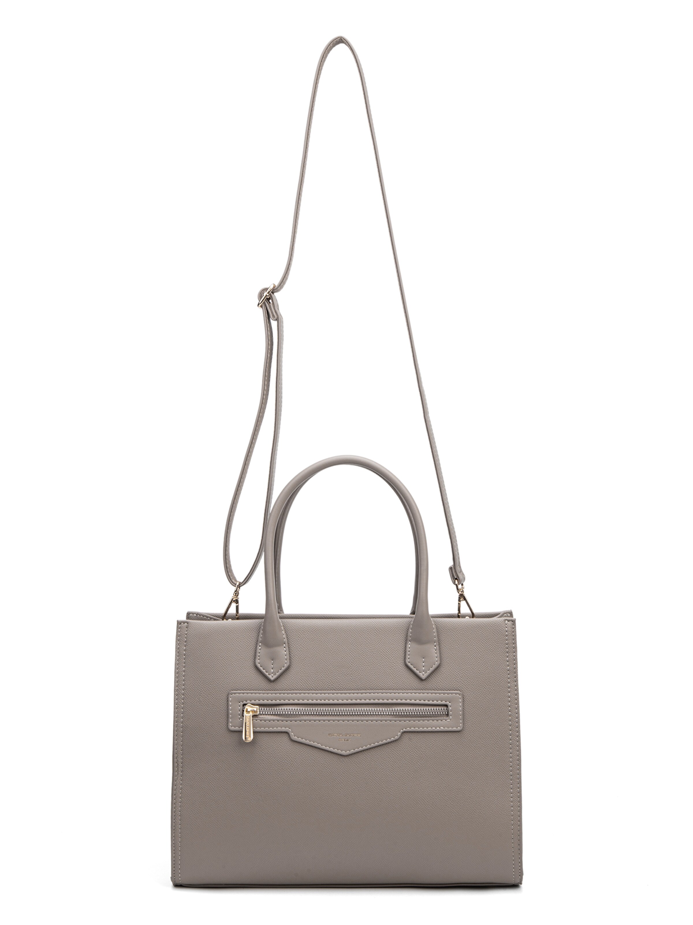 Borsa a mano 'Borsa a Mano Donna Vegan Leather con Zip e Tracolla Rimovibile - David Jones' di David Jones in grigio