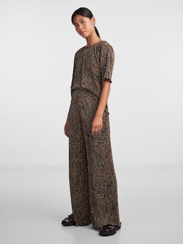 PIECES Wide leg Pants 'JOHANNE' in Brown