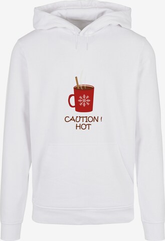 Merchcode Sweatshirt 'Caution Hot' in Wit: voorkant